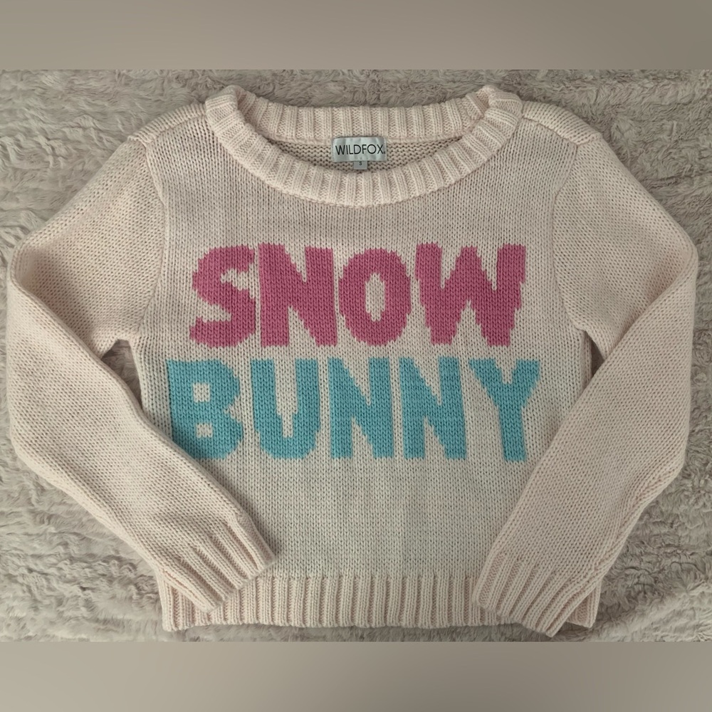 Wildfox Snow Bunny Sweater - Cream, Pink, Blue
